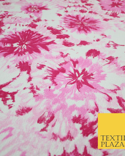 5 COLOURS Ink Drop Style Tie-Dye Printed Stretch Jersey Fabric 56" Wide