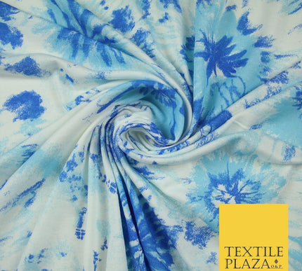 4 COLOURS Ink Drop Style Tie-Dye Printed Soft Stretch Jersey Fabric 56" Wide