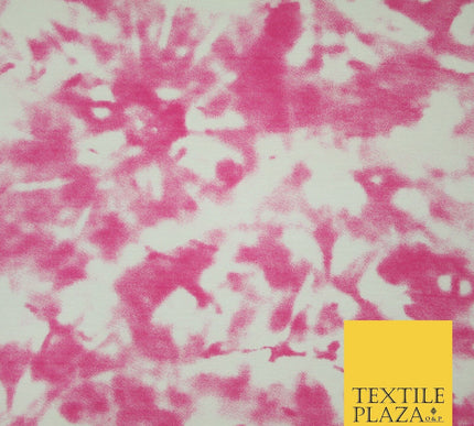 4 COLOURS Ink Drop Style Tie-Dye Printed Soft Stretch Jersey Fabric 56" Wide