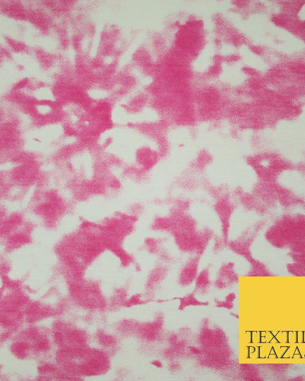 4 COLOURS Ink Drop Style Tie-Dye Printed Soft Stretch Jersey Fabric 56" Wide