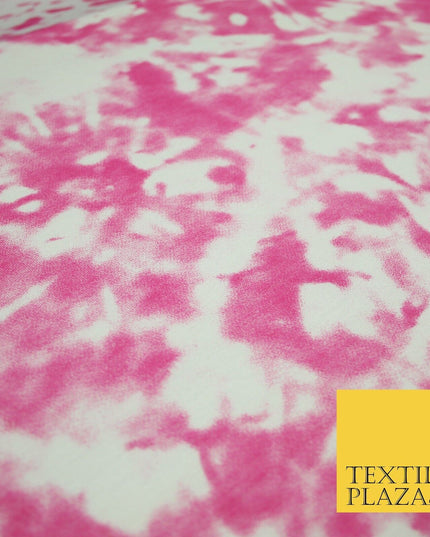 4 COLOURS Ink Drop Style Tie-Dye Printed Soft Stretch Jersey Fabric 56" Wide