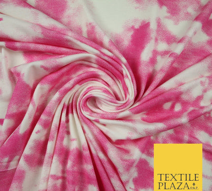 4 COLOURS Ink Drop Style Tie-Dye Printed Soft Stretch Jersey Fabric 56" Wide