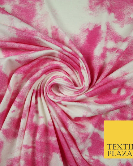 4 COLOURS Ink Drop Style Tie-Dye Printed Soft Stretch Jersey Fabric 56" Wide
