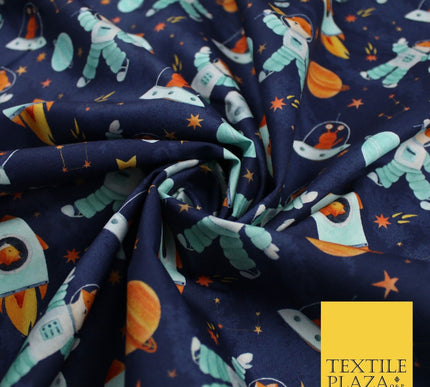Space Galaxy Fox Alien Stars Planets 100% Digital Cotton Kids Fabric 10131