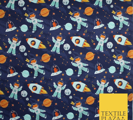 Space Galaxy Fox Alien Stars Planets 100% Digital Cotton Kids Fabric 10131