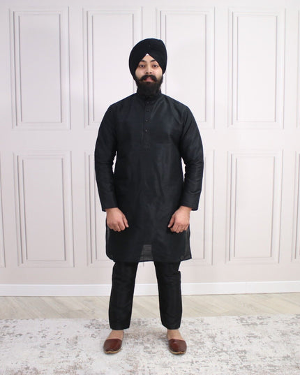 6 COLOURS - Mens Nehru Kurta Pajama Raw Silk Indian Punjabi Asian Jago Sangeet