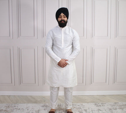 6 COLOURS - Mens Nehru Kurta Pajama Raw Silk Indian Punjabi Asian Jago Sangeet