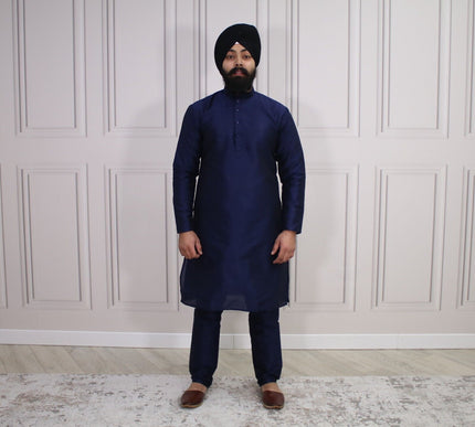 6 COLOURS - Mens Nehru Kurta Pajama Raw Silk Indian Punjabi Asian Jago Sangeet