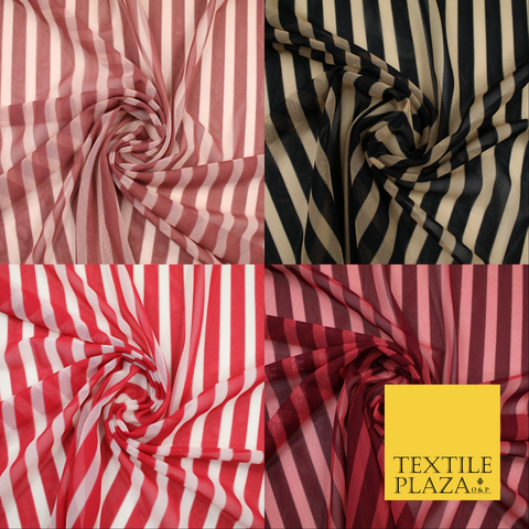 Luxury 4 Way Stretch Soft Striped Stripe Power Mesh Net Costume Craft Fabric