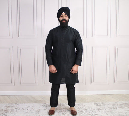 6 COLOURS - Mens Nehru Kurta Pajama Raw Silk Indian Punjabi Asian Jago Sangeet