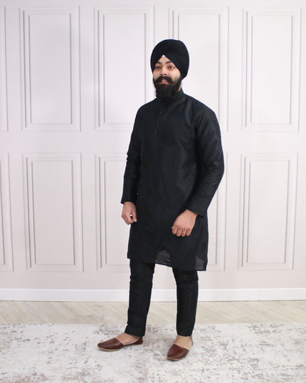 6 COLOURS - Mens Nehru Kurta Pajama Raw Silk Indian Punjabi Asian Jago Sangeet