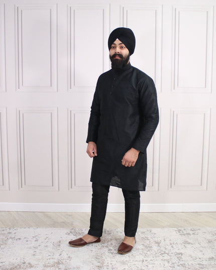 6 COLOURS - Mens Nehru Kurta Pajama Raw Silk Indian Punjabi Asian Jago Sangeet