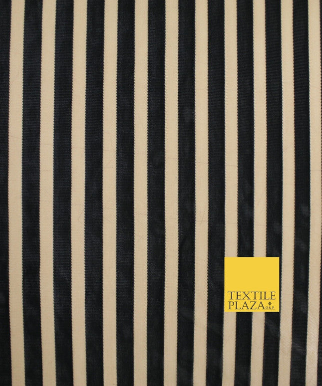 Luxury 4 Way Stretch Soft Striped Stripe Power Mesh Net Costume Craft Fabric