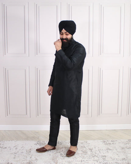 6 COLOURS - Mens Nehru Kurta Pajama Raw Silk Indian Punjabi Asian Jago Sangeet