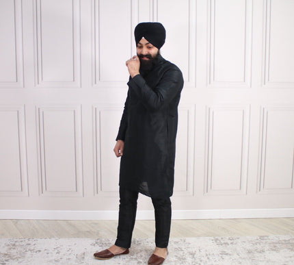 6 COLOURS - Mens Nehru Kurta Pajama Raw Silk Indian Punjabi Asian Jago Sangeet
