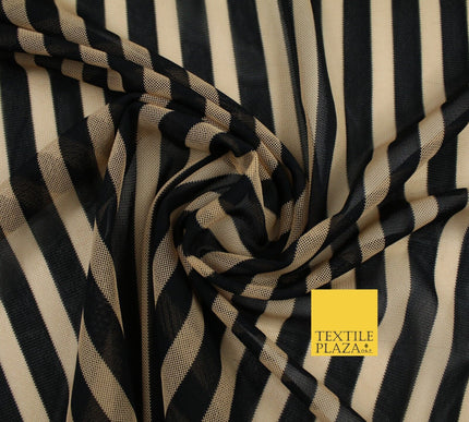 Luxury 4 Way Stretch Soft Striped Stripe Power Mesh Net Costume Craft Fabric