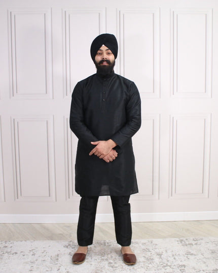 6 COLOURS - Mens Nehru Kurta Pajama Raw Silk Indian Punjabi Asian Jago Sangeet