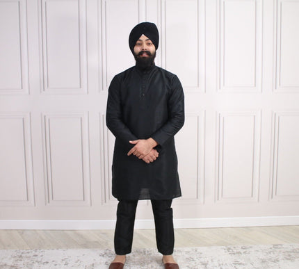 6 COLOURS - Mens Nehru Kurta Pajama Raw Silk Indian Punjabi Asian Jago Sangeet
