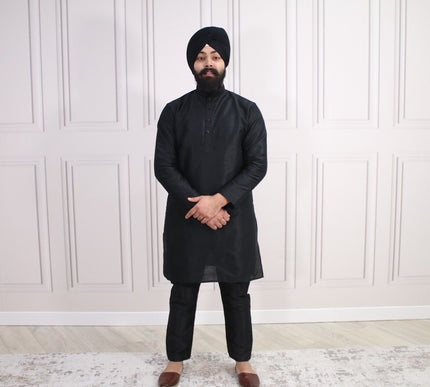6 COLOURS - Mens Nehru Kurta Pajama Raw Silk Indian Punjabi Asian Jago Sangeet