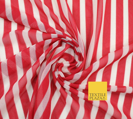 Luxury 4 Way Stretch Soft Striped Stripe Power Mesh Net Costume Craft Fabric