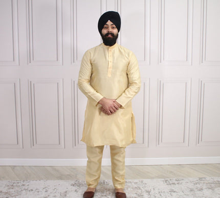 6 COLOURS - Mens Nehru Kurta Pajama Raw Silk Indian Punjabi Asian Jago Sangeet