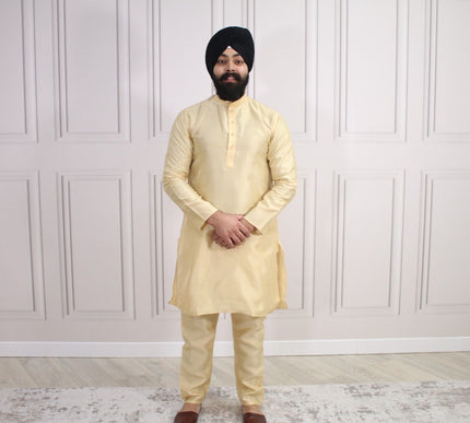 6 COLOURS - Mens Nehru Kurta Pajama Raw Silk Indian Punjabi Asian Jago Sangeet