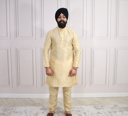 6 COLOURS - Mens Nehru Kurta Pajama Raw Silk Indian Punjabi Asian Jago Sangeet