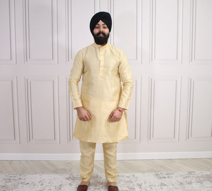6 COLOURS - Mens Nehru Kurta Pajama Raw Silk Indian Punjabi Asian Jago Sangeet
