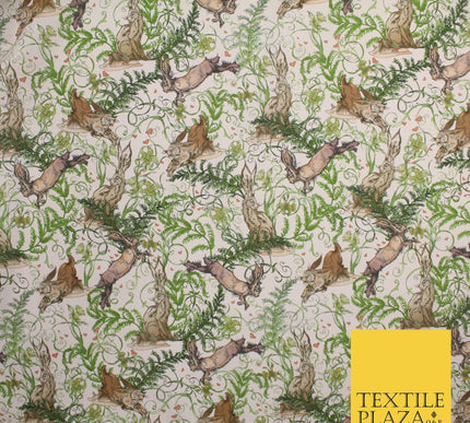 Spring Easter Love Woodland Rabbit Bunny Fox 100% Digital Cotton Fabric 10130