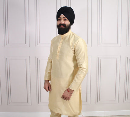6 COLOURS - Mens Nehru Kurta Pajama Raw Silk Indian Punjabi Asian Jago Sangeet
