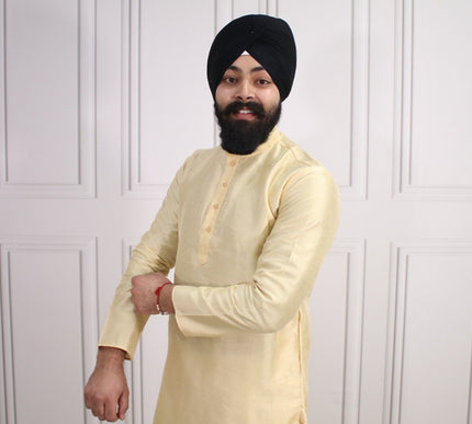 6 COLOURS - Mens Nehru Kurta Pajama Raw Silk Indian Punjabi Asian Jago Sangeet