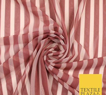 Luxury 4 Way Stretch Soft Striped Stripe Power Mesh Net Costume Craft Fabric