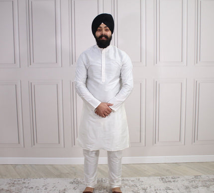 6 COLOURS - Mens Nehru Kurta Pajama Raw Silk Indian Punjabi Asian Jago Sangeet