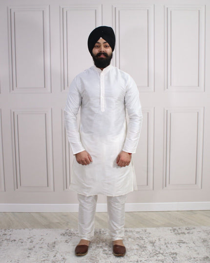 6 COLOURS - Mens Nehru Kurta Pajama Raw Silk Indian Punjabi Asian Jago Sangeet