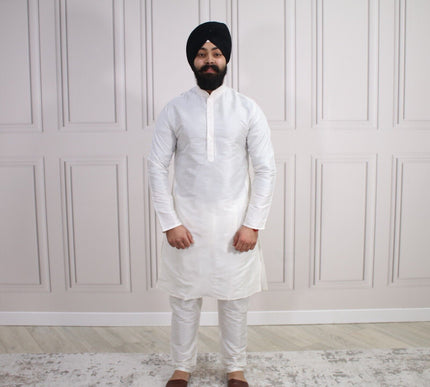6 COLOURS - Mens Nehru Kurta Pajama Raw Silk Indian Punjabi Asian Jago Sangeet