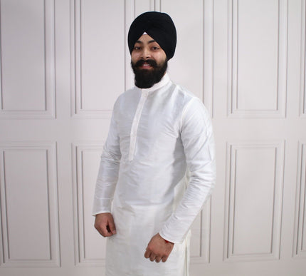 6 COLOURS - Mens Nehru Kurta Pajama Raw Silk Indian Punjabi Asian Jago Sangeet