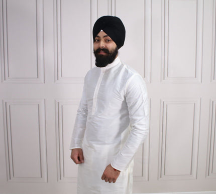 6 COLOURS - Mens Nehru Kurta Pajama Raw Silk Indian Punjabi Asian Jago Sangeet