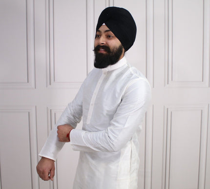 6 COLOURS - Mens Nehru Kurta Pajama Raw Silk Indian Punjabi Asian Jago Sangeet