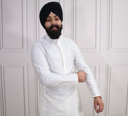 6 COLOURS - Mens Nehru Kurta Pajama Raw Silk Indian Punjabi Asian Jago Sangeet
