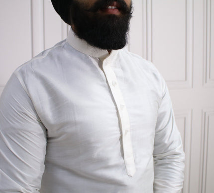 6 COLOURS - Mens Nehru Kurta Pajama Raw Silk Indian Punjabi Asian Jago Sangeet