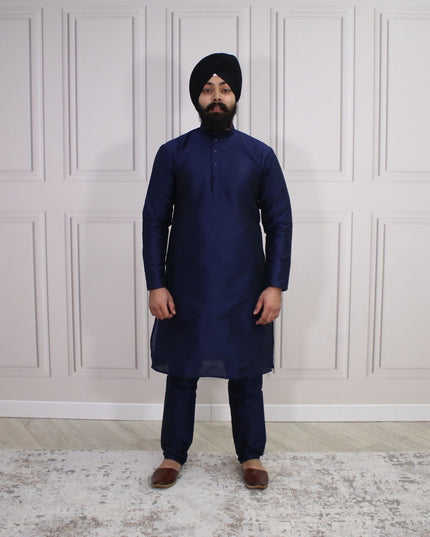 6 COLOURS - Mens Nehru Kurta Pajama Raw Silk Indian Punjabi Asian Jago Sangeet