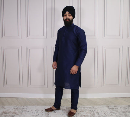 6 COLOURS - Mens Nehru Kurta Pajama Raw Silk Indian Punjabi Asian Jago Sangeet