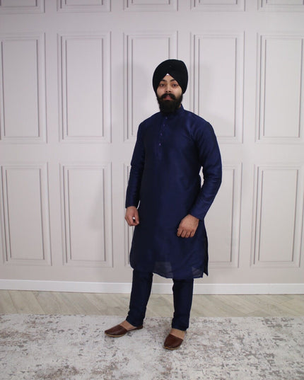 6 COLOURS - Mens Nehru Kurta Pajama Raw Silk Indian Punjabi Asian Jago Sangeet