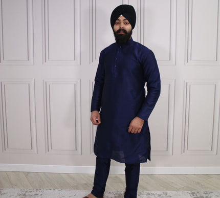 6 COLOURS - Mens Nehru Kurta Pajama Raw Silk Indian Punjabi Asian Jago Sangeet