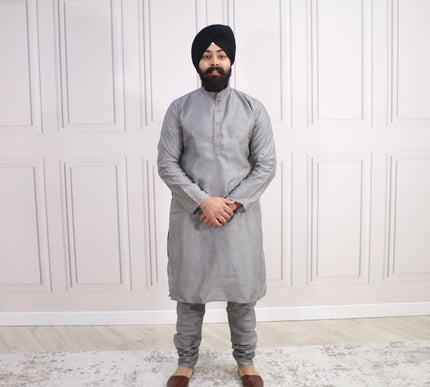6 COLOURS - Mens Nehru Kurta Pajama Raw Silk Indian Punjabi Asian Jago Sangeet