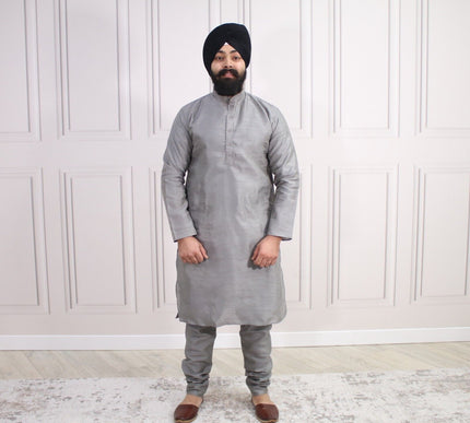 6 COLOURS - Mens Nehru Kurta Pajama Raw Silk Indian Punjabi Asian Jago Sangeet