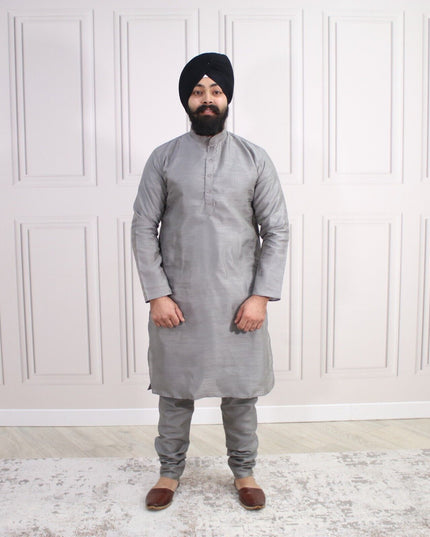 6 COLOURS - Mens Nehru Kurta Pajama Raw Silk Indian Punjabi Asian Jago Sangeet