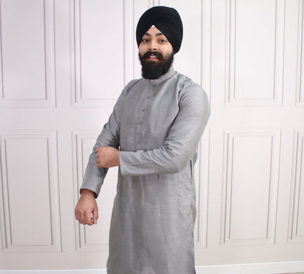 6 COLOURS - Mens Nehru Kurta Pajama Raw Silk Indian Punjabi Asian Jago Sangeet