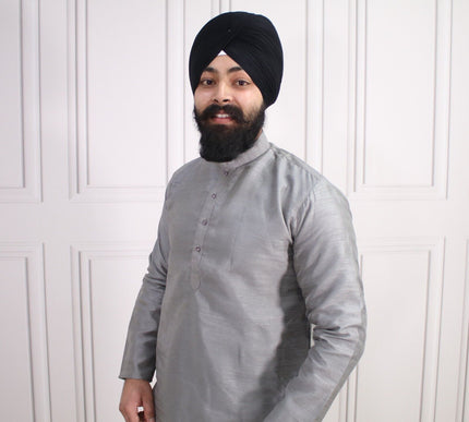 6 COLOURS - Mens Nehru Kurta Pajama Raw Silk Indian Punjabi Asian Jago Sangeet