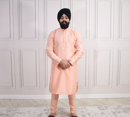 6 COLOURS - Mens Nehru Kurta Pajama Raw Silk Indian Punjabi Asian Jago Sangeet